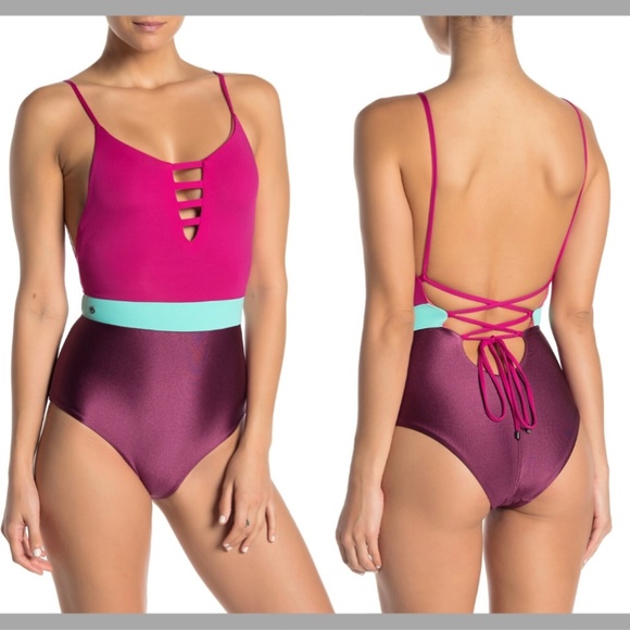 NWT $154‎ Maaji EverGreen Colorblock One-Piece Swimsuit [SZ Medium ] - Picture 2 of 8